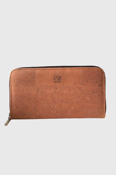 Cork Leather Zip Wallet - Rosy Brown