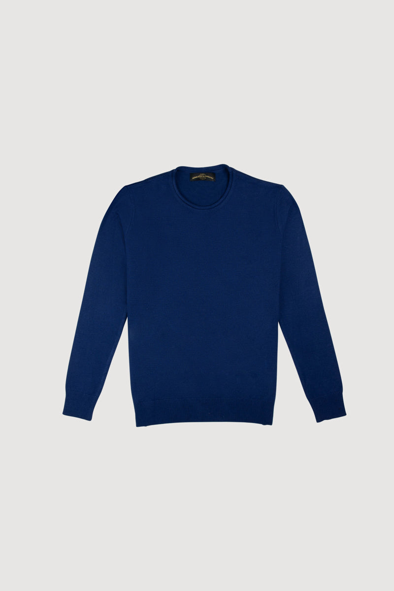 Knitted Sweater Round Neck Navy Blue