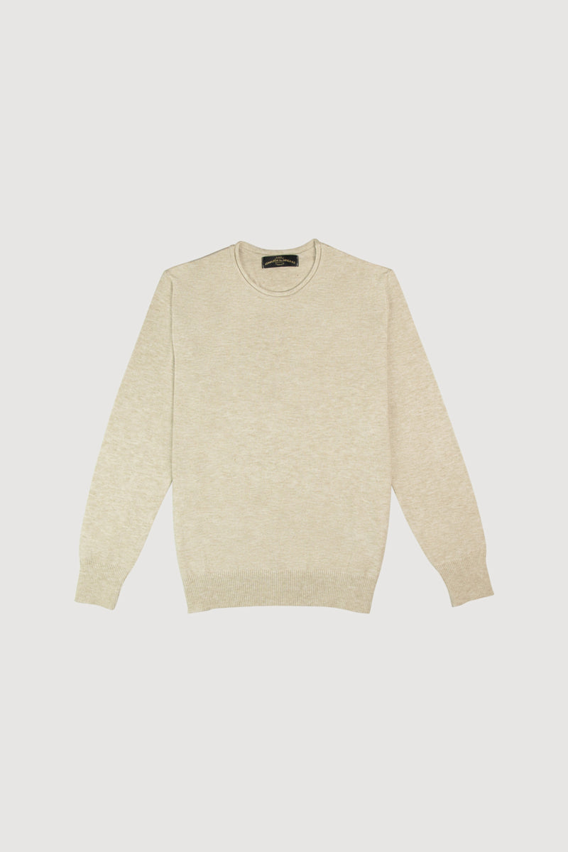 Knitted Sweater Round Neck Light Brown