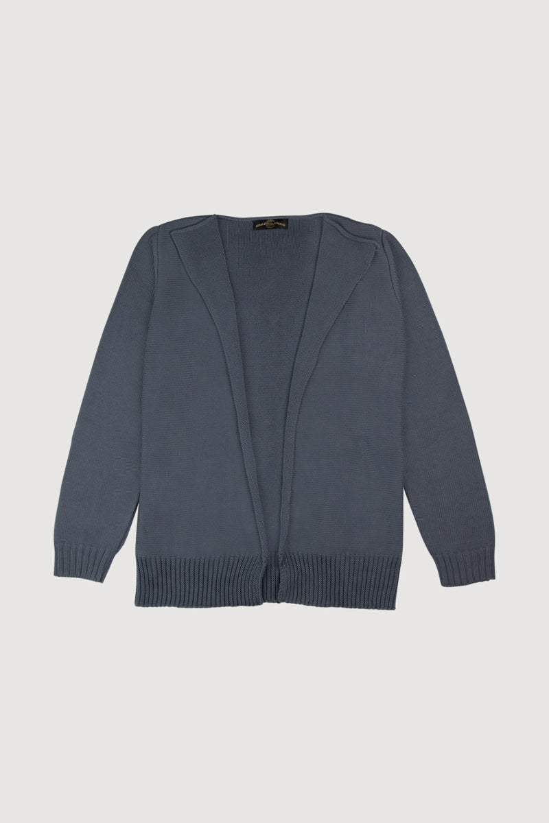 Knit Cardigan Without Buttons Blue Grey
