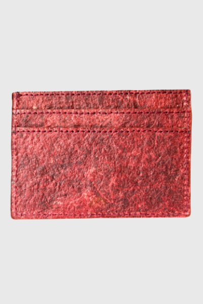 Coconut Leather Card Holder - Wine Red