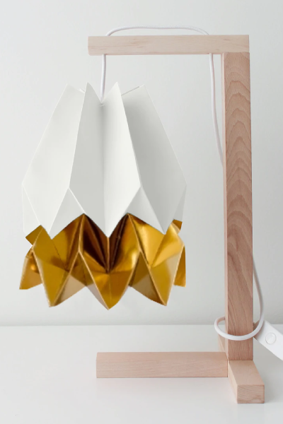 Orikomi Table Lamp Polar White with Warm Gold Stripe
