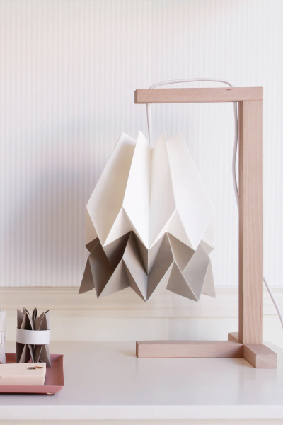 Orikomi Table Lamp Polar White with Light Taupe Stripe