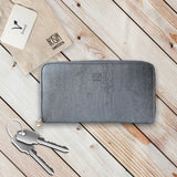 Cork Leather Zip Wallet - Metallic Grey